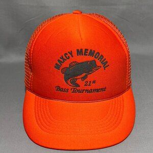 Vtg Maxcy Bass Tournament Snapback Cap Hat Orange Trucker Mesh Fishing Dad Mens